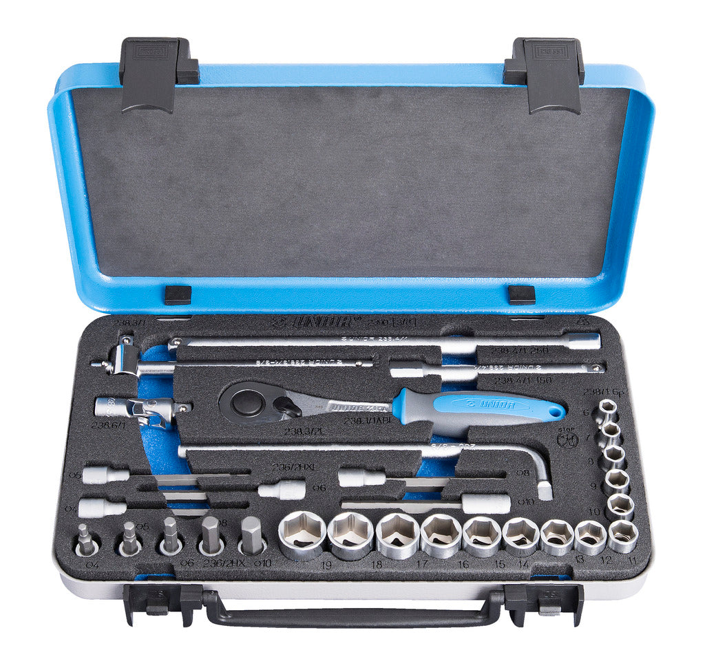 Unior | 613073 | Socket set 3/8" in metal box - /30