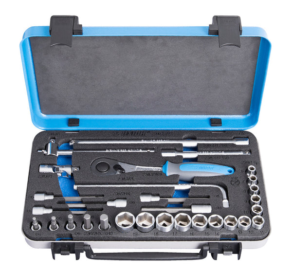 Socket set 3/8" in metal box, /30