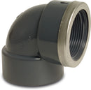 Profec Elbow 90° Pvc-U 50mm x 1 1/2" Glue Socket x Female Thread 16Bar Grey With Stainless Steel Ring Type Reinforced | Profec | UK Supplier | Roladex