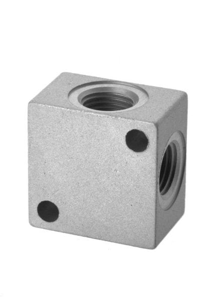 Image of 3033 3/8 - BSP adaptor 4 way aluminiun distribution block 3/8 thread (Pack of 5) - Camozzi | Roladex UK