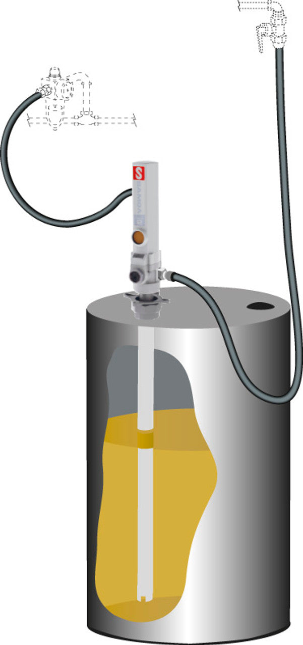 SAMOA Pumpmaster 2 - 3:1 Ratio Air Operated Drum Bung Mounted Oil Pump Kit for 205 Litre Drum  Roladex UK