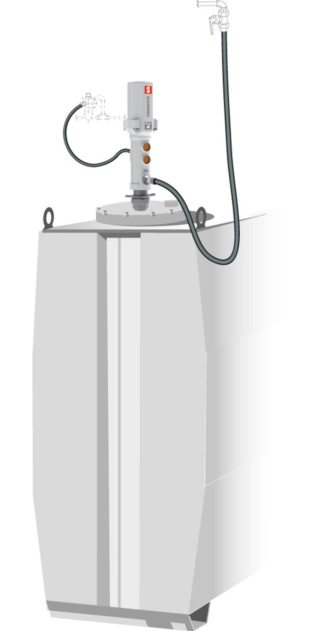 SAMOA Pumpmaster 4 - 3:1 & 5:1 Ratio Air Operated High Volume Tank Mounted Pump Kit  Roladex UK
