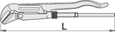 Pipe wrench 45°, Swedish pattern, for safe work at heights, 2"