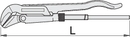 Pipe wrench 45°, Swedish pattern, 1.1/2"