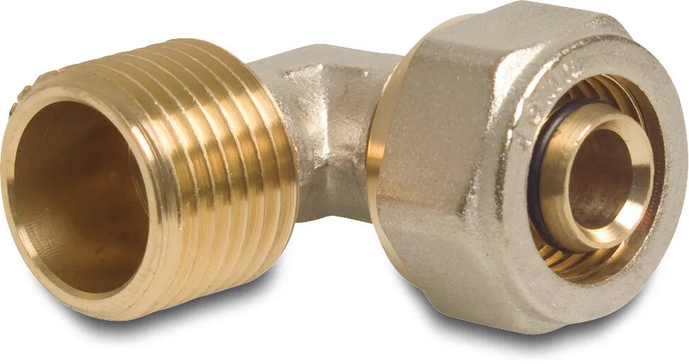 Profec Elbow 90° Brass Nickel Plated 20mm x 3/4" Compression Fitting x Male Threadlu-Pe-x | Profec | UK Supplier | Roladex