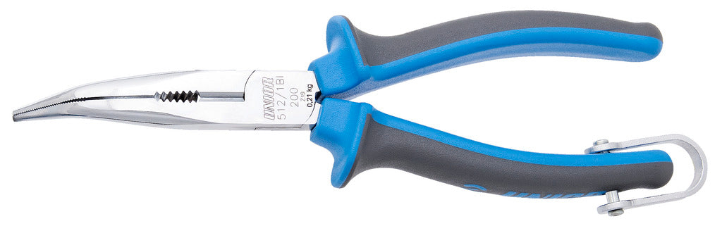 Unior | 626962 | Long nose pliers with side cutter and pipe grip - bent - for safe work at heights - 170mm