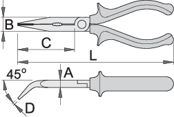 Unior Long nose pliers with side cutter and pipe grip, bent, 170 – Roladex Industrial Ltd, www.roladex.co.uk