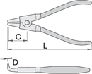 External lock rings pliers, bent, 220 x 40 - 100