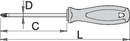 Crosstip (PH) screwdriver TBI, for safe work at heights, PH 2X100