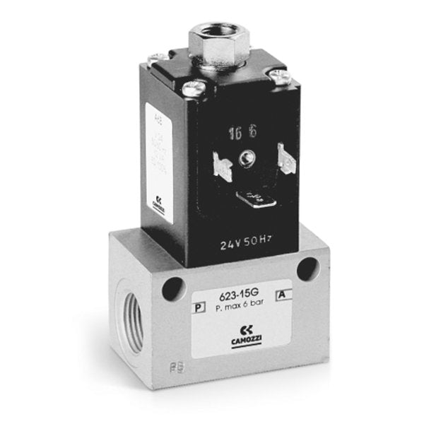 Image of 63CM-101-A64 - Direct sol valve 3 way NC 4mm push in single manifold 48VDC - Camozzi | Roladex UK
