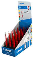 Set of voltage testers on carton display