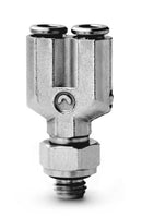 Image of 6452 3-M5 - Micro push in swivel Y connector 3mm tube M5 thread (Pack of 5) - Camozzi | Roladex UK