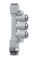 Image of 7542 6-4-1/4 - Technopolymer fitting multi T 6mm 3x4mm tube 1/4 thread (Pack of 5) - Camozzi | Roladex UK