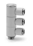 Image of 7612 02-8-1/4 - Technopolymer fitting 2 single outlets 8mm tube 1/4 thread (Pack of 5) - Camozzi | Roladex UK