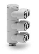 Image of 7642 02-4-1/8 - Technopolymer fitting 2 double outlets 4mm tube 1/8 thread (Pack of 5) - Camozzi | Roladex UK