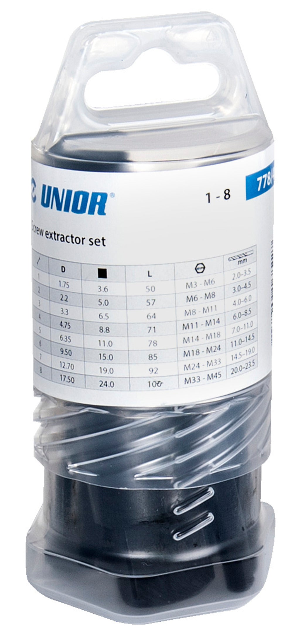 Unior | 616822 | Screw extractors set - 1-8