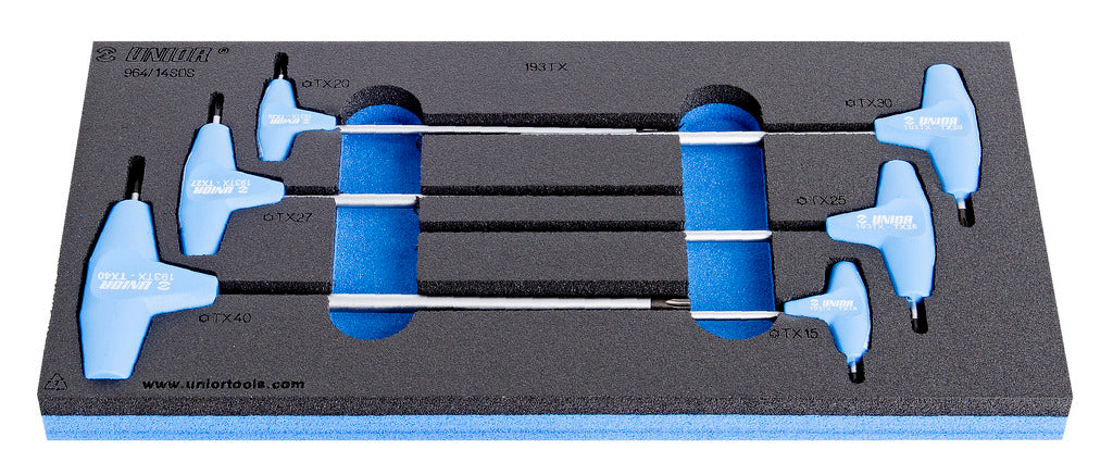 Unior | 621069 | Set of screwdriver with TX profile and T handle in SOS tool tray - 15 - 40/6
