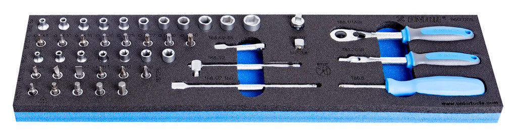 Unior | 621290 | Set of 1/4" socket wrenches with accessories in SOS tool tray - /45