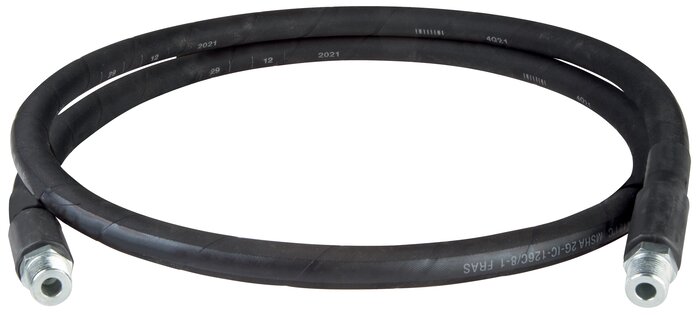 rubber hydraulic hose, 2.4 m, 700 bar, NPT 3/8" male thread