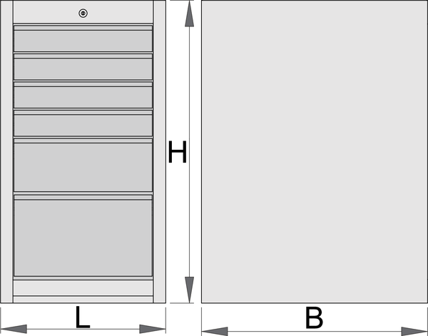 Unior Narrow drawer cabinet - 6 drawers, 475 x 650 x 870 – Roladex Industrial Ltd, www.roladex.co.uk