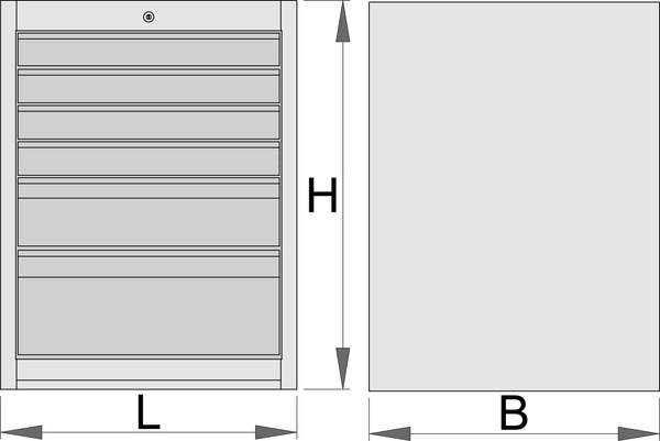 Unior Wide drawer cabinet - 6 drawers, 663 x 650 x 870 – Roladex Industrial Ltd, www.roladex.co.uk