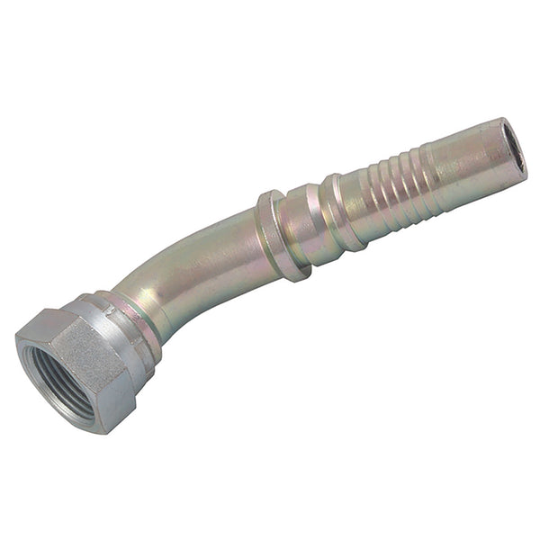 1" BSP Female Interlock 45° Swept Elbow 3/4" Hose ID; JMBSPF45-16-12CF product image by FT Pro