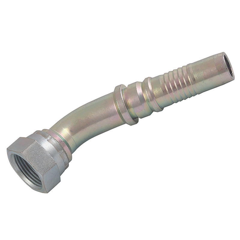 3/4" BSP Female Interlock 45° Swept Elbow 3/4" Hose ID; JMBSPF45-12-12CF product image by FT Pro