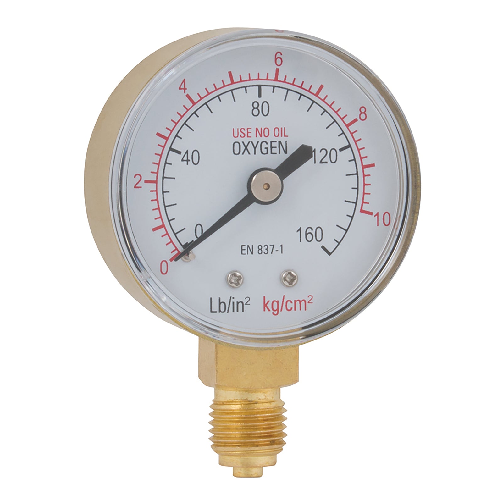 FT Pro OG50-010 - 1/4"BSPP 50mm Oxygen Botom Gauge 0-10Bar