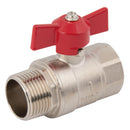 FT Pro 2024-2095 - 1/2"BSPm X 1/2"BSPf Brass Ball Valve Red T Hdle