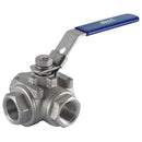 1" BSPP 316 SS Ball Valve 3 Way Lockable Handle; BV73-1T product image by Haitima