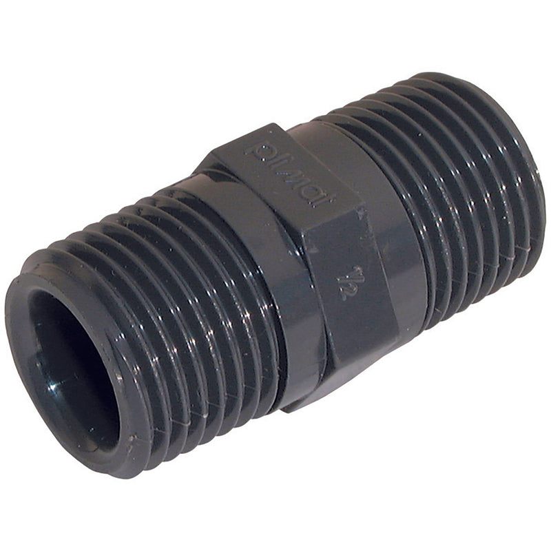 1/2" BSP MALE EQUAL NIPPLE PVC; PVN12 product image by Comer