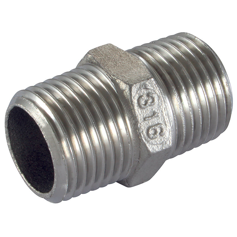 ST.STEEL EQUAL HEX NIPPLE 3/8" BSPTMALE; HN-38 product image by Haitima