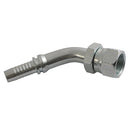 FT Pro JISM224508CF - M22 Metric Female (Komatsu Style) X Hose Tail 45° Swept Elbow