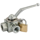 1.1/4" BSP Parallel Female Ball Valve 3 Way T Ported; KHB3T-G11/4-LK product image by LHA