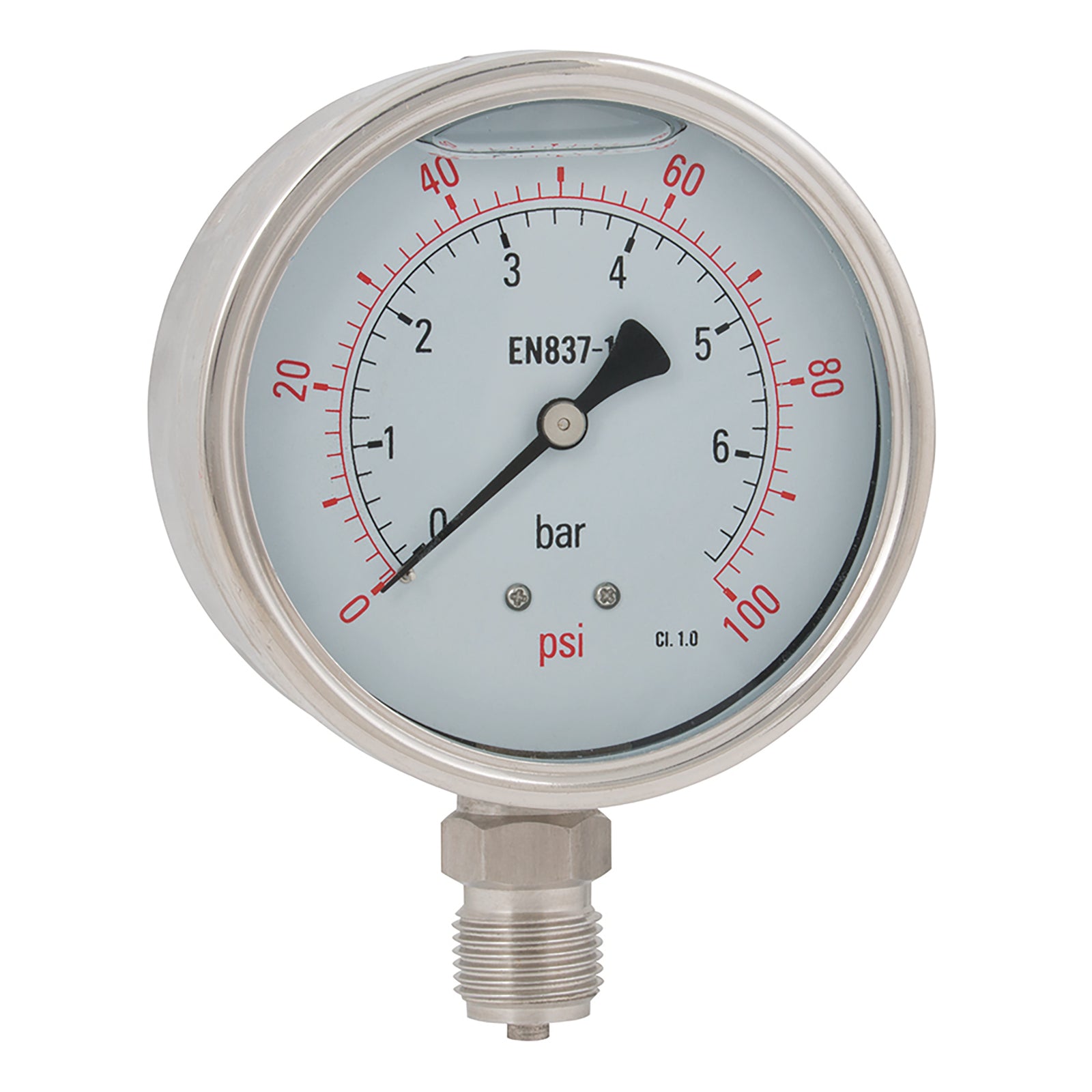 FT Pro SHG100-600BG - 1/2"BSPP 100mm Botm Glyc Gauge 0-9000Psi