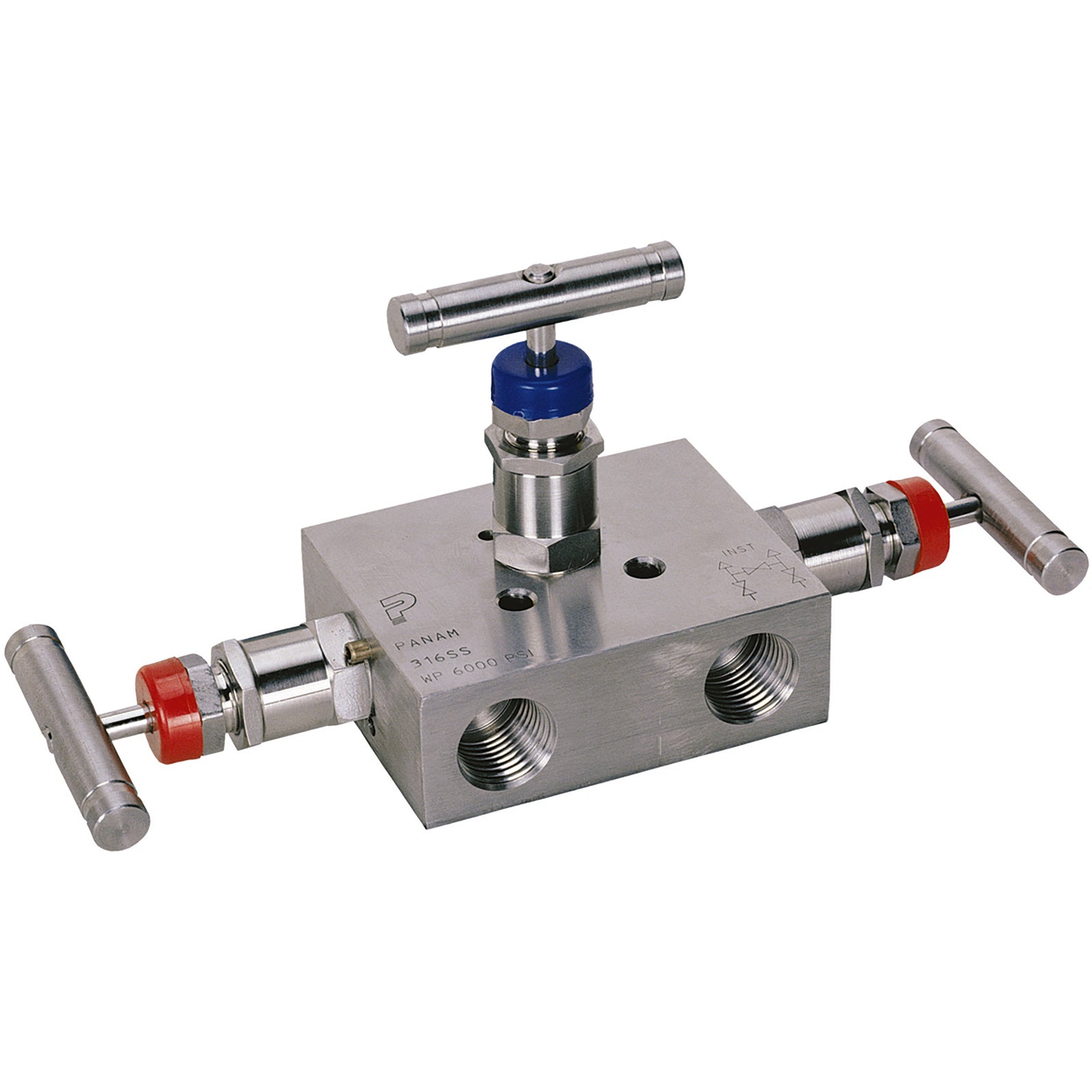Panam P3VM-SS-8-R - 3 Valve Manifold Pipe To Pipe 1/2" Npt