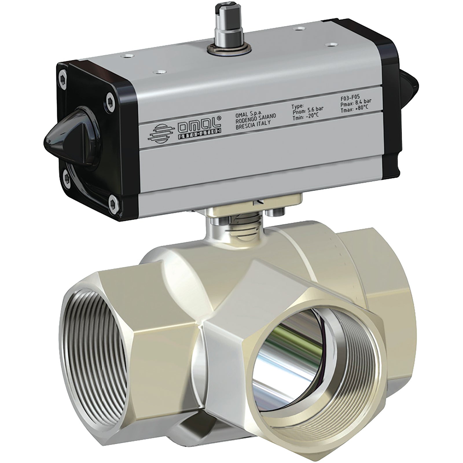Omal D153H003 - 3/8" BSP Fem Double Acting 3-Way L-Port