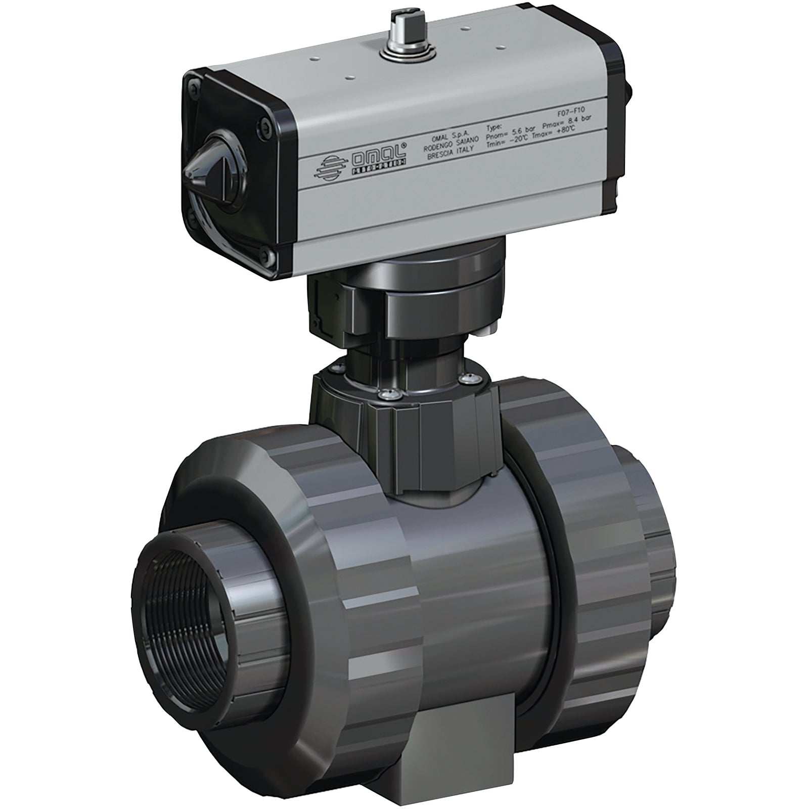 Omal D613H092 - Dn100 Pvc Ball Valve Pneu.Actuation