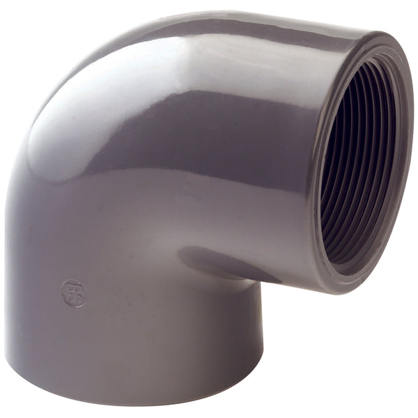 50MM X 112" UPVC PLAIN/THREAD 90° ELBOW; TE-90-50-UPVC product image by Comer