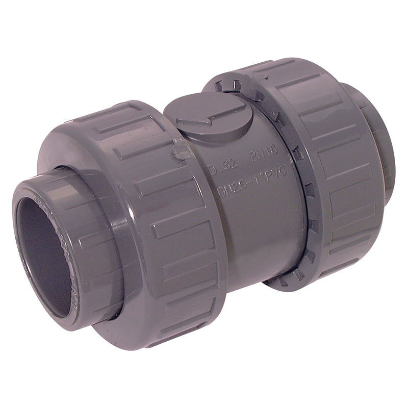 1.1/2" ID UPVC CHECK VALVE DOUBLE UNION; CVD13-112-PVC product image by Comer
