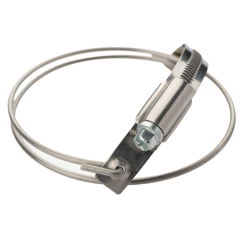 Specialist Clamping Equipment for Industrial Hose & Ducting, with Offset for Heavyweight Hose with Wire Helix, Heavy Duty Worm Drive Clamp 216, to Suit Hose Inside Diameter 55mm, Galvanised Steel, Norris; 216-0055-0000 product image by Norres