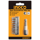 9 PCS SCREWDRIVER BITS SET; AKSD0071 product image by Ingco