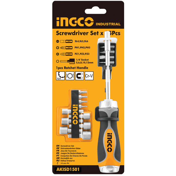 15 IN 1 RATCHET SCREWDRIVER SET; AKISD1501 product image by Ingco