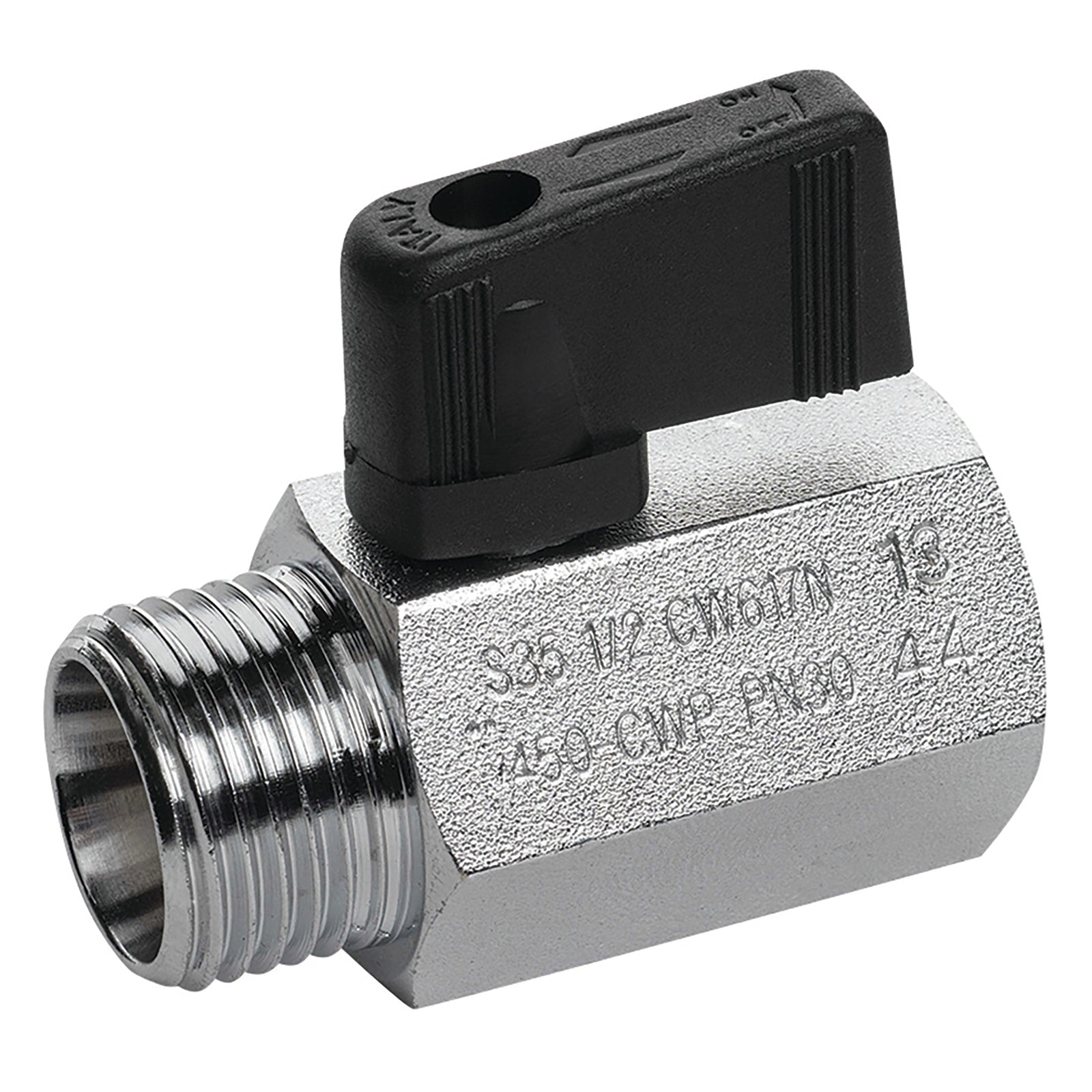 RUB Valves BV35-18M - 1/8"BSPf X 1/8"BSPm Brass Ball Valve Black Handle