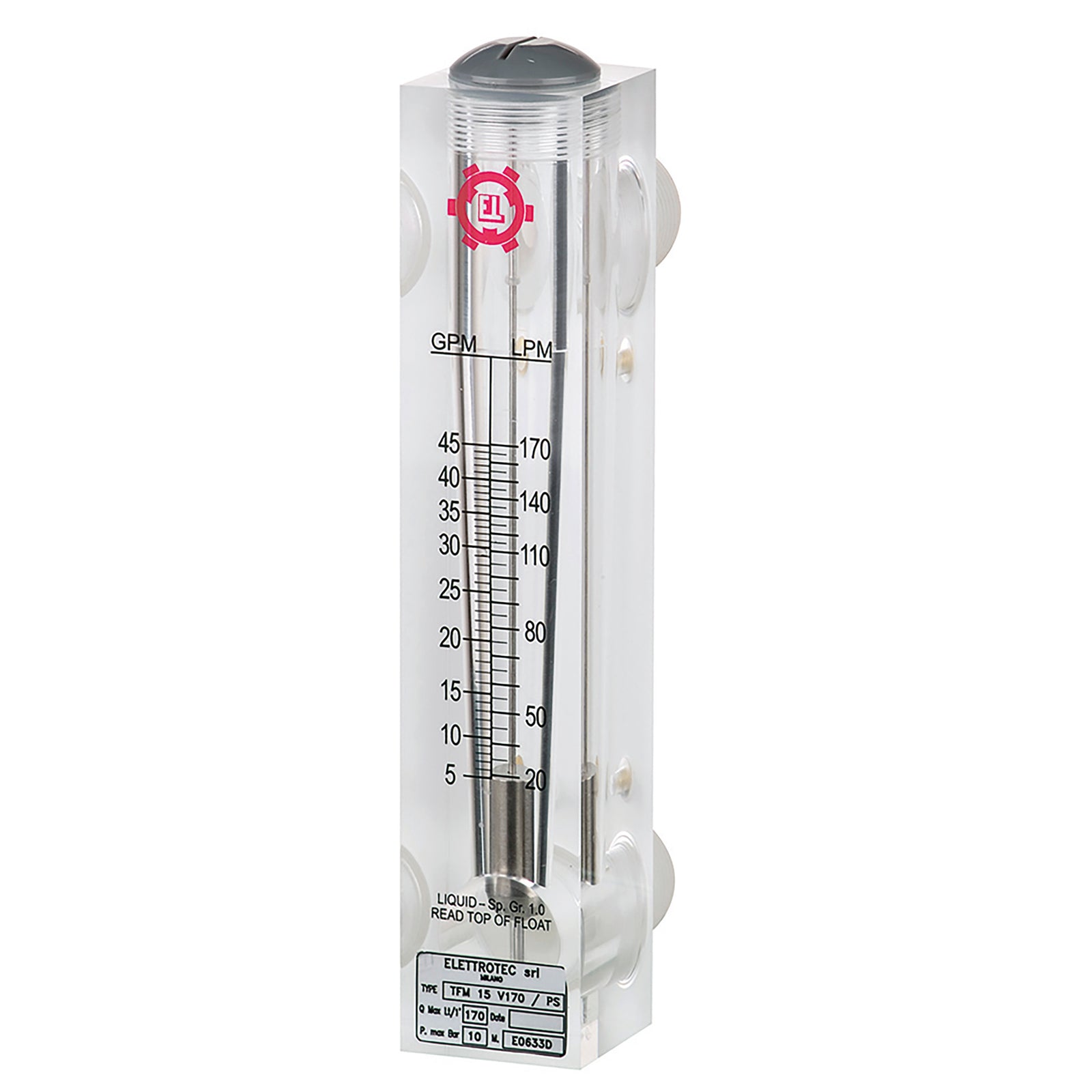 Elettrotec FMP12VL70 - G1" Variable Area F/Meter Panel 10-70
