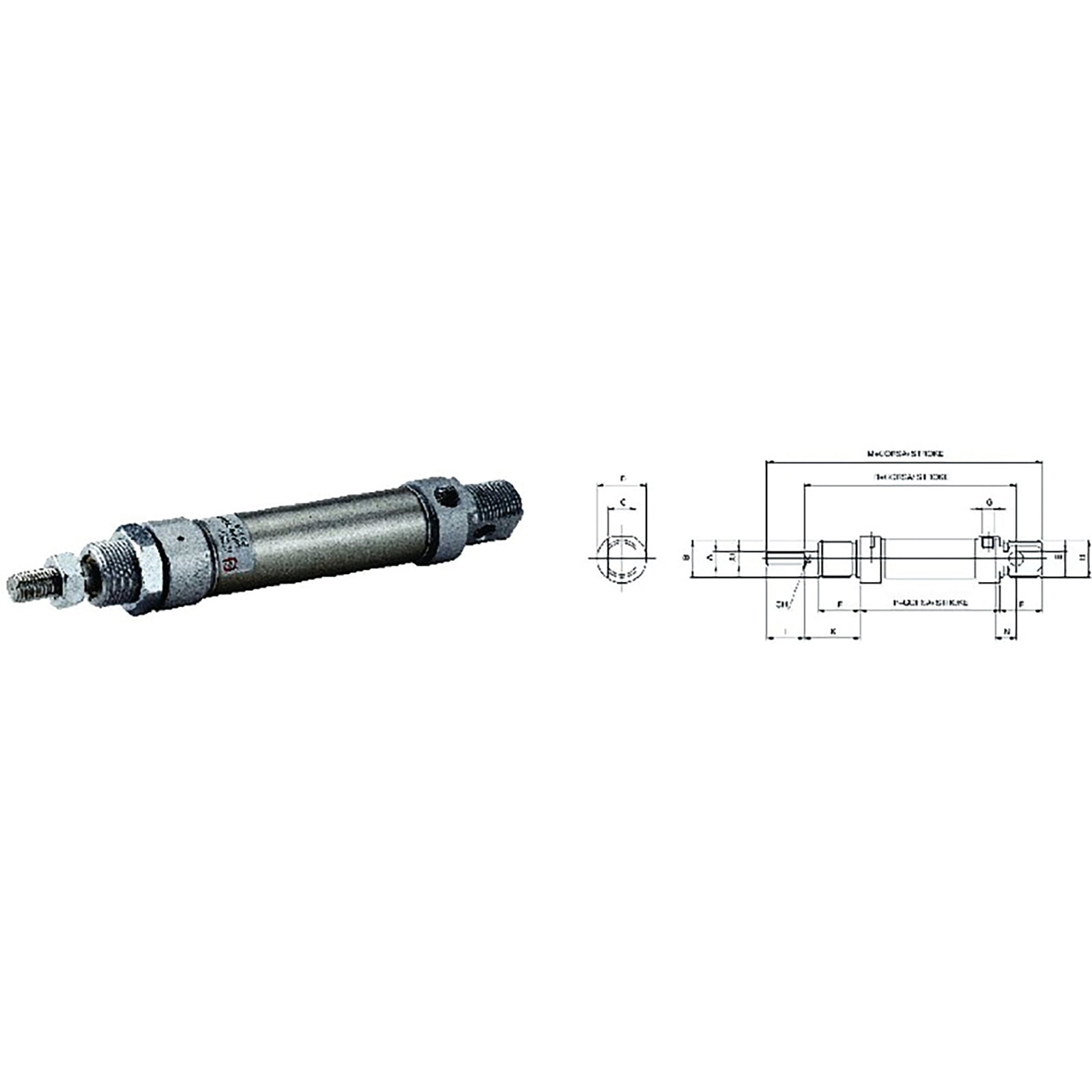 20mm Bore x 25mm Stroke Cylinder; MB0200025 product image by Aignep