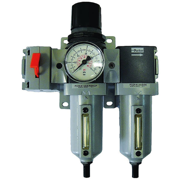 1/4" BSPP Female Filter + Regulator + Lubricator; P31YN12GEBNTW product image by Parker