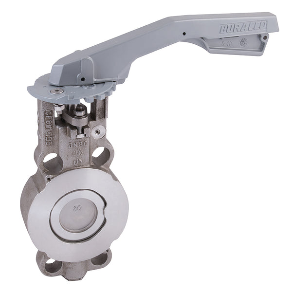 5" PN40 WAFER BFLY VV SS/SS/RTFE LVR OP; 5490B 13 product image by Buracco