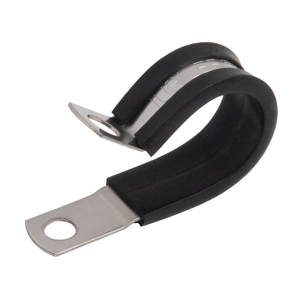 30mm, 316 Stainless Steel P Clip, EPDM Rubber Liner, 0.7mm Band Thickness, 12mm Band Width, M6 Fastening, Jubilee; JPC030SS316 product image by Jubilee