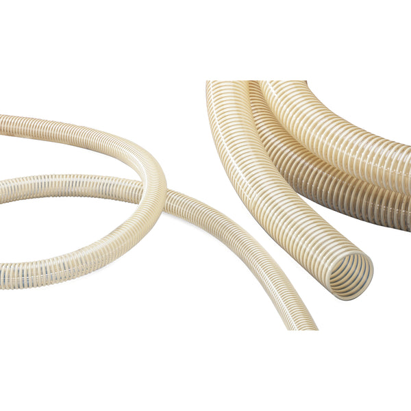 Alimentary suction/discharge hose, PVC inner layer, PVC outer layer, slightly corrugated construction cover, rigid PVC spiral ,with copper stranded wire, smooth interior, Temperature Range -15°C to 60°C; 4411-040-000 product image by Norres
